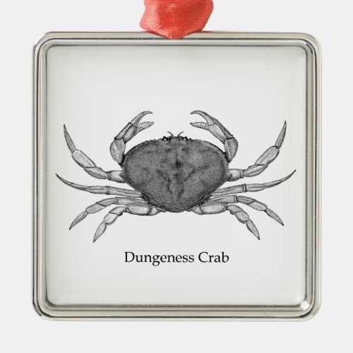 Dungeness Crab Logo line art Metal Ornament