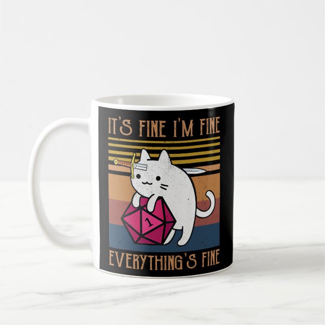 Dungeon Crawler Dragon Master Cat I'm Fine Coffee Mug (Left)