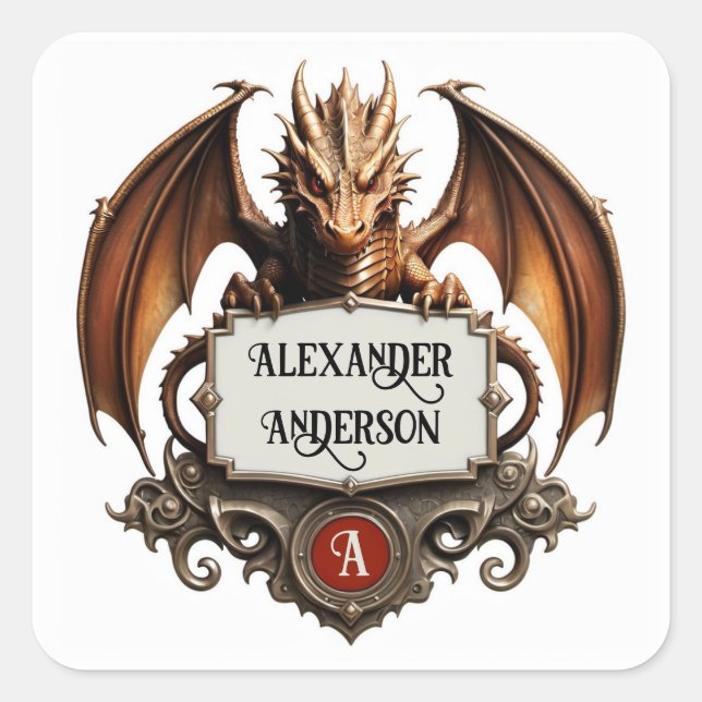  Dungeon Dragon Personalize  Square Sticker (Front)