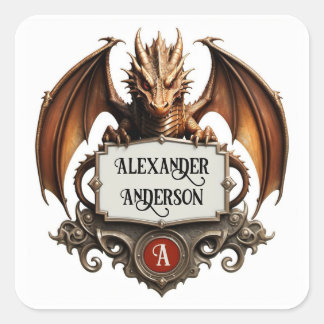 Dungeon Dragon Personalize Square Sticker