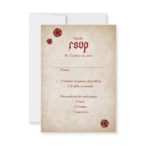 Dungeon Map RPG Gamer Wedding RSVP Card