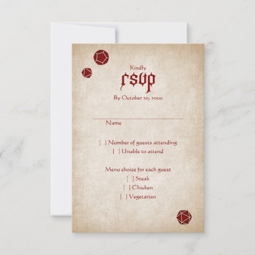 Dungeon Map RPG Gamer Wedding RSVP Card