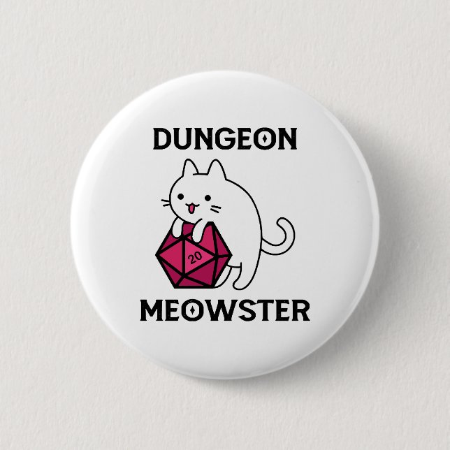 Dungeon Meowster Cat Funny Button (Front)