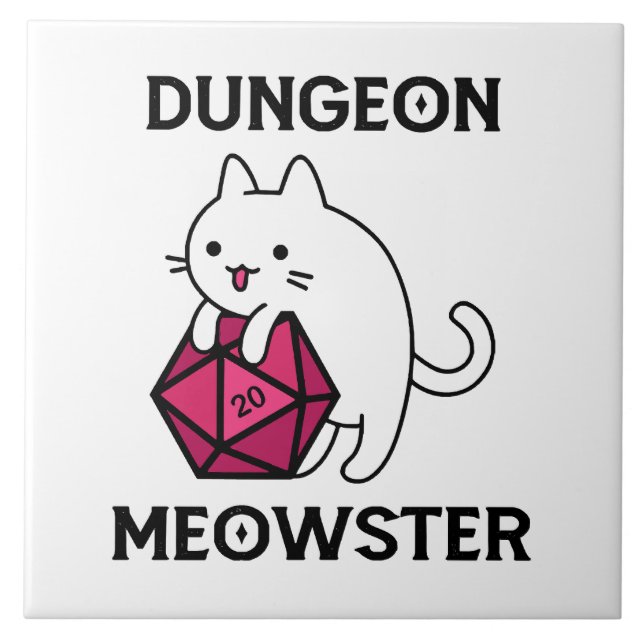 Dungeon Meowster Cat Funny Ceramic Tile (Front)