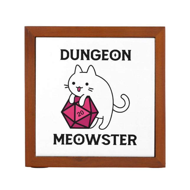 Dungeon Meowster Cat Funny Desk Organizer (Front)