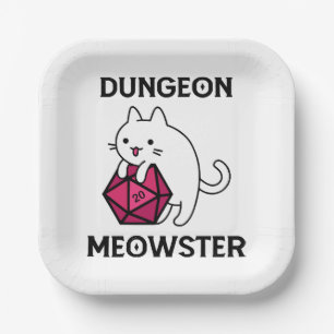 Dungeon Meowster Cat Funny Paper Plates