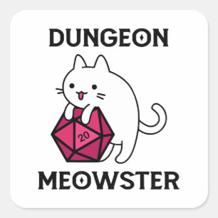 Dungeon Meowster Cat Funny Square Sticker