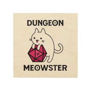 Dungeon Meowster Cat Funny Wood Wall Art