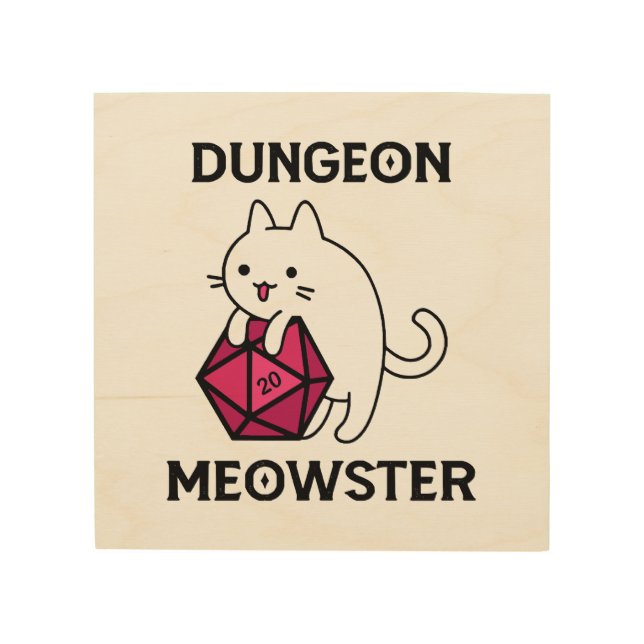 Dungeon Meowster Cat Funny Wood Wall Art (Front)