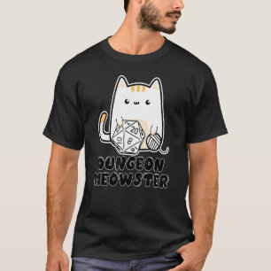 Dungeon Meowster Cute Cat D20 Dice BoardGame Nerd  T-Shirt