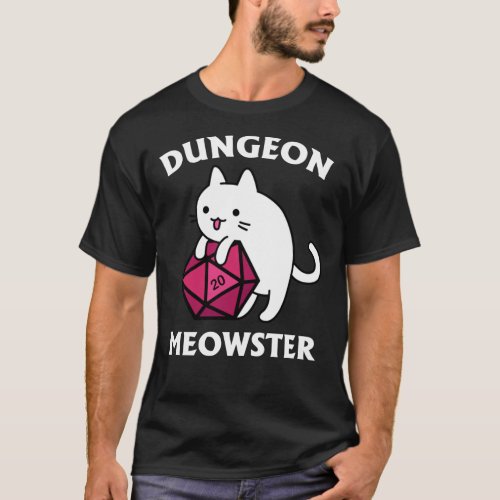 Dungeon Meowster _ DnD Dungeon Master Cat with D20 T_Shirt