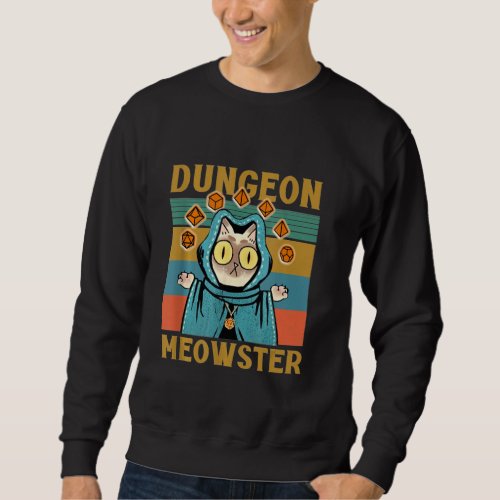 Dungeon Meowster Funny Gamer Cat Long Sleeve Sweatshirt