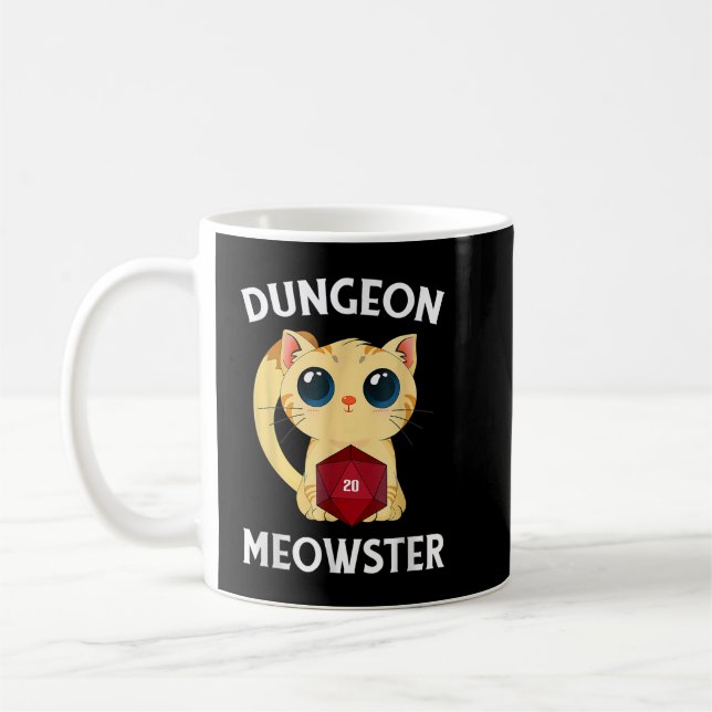 Dungeon Meowster Funny-Nerdy Cat D20 RPG Fantasy G Coffee Mug (Left)