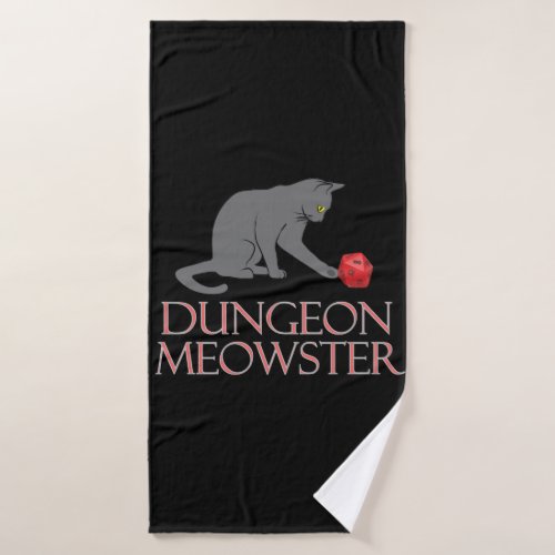 Dungeon Meowster Funny RPG Cat with Dice Bath Towel