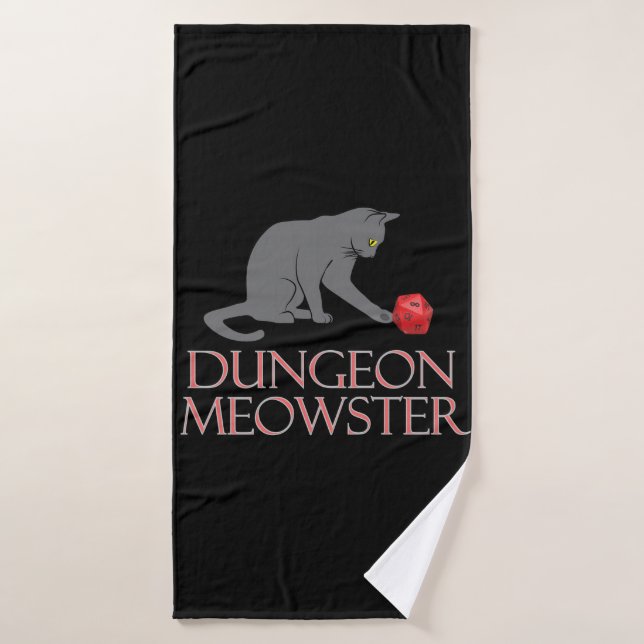 Dungeon Meowster Funny RPG Cat with Dice Bath Towel (Bath Towel)