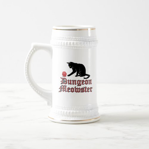 Dungeon Meowster Funny RPG Cat with Dice Beer Stein