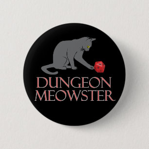 Dungeon Meowster Funny RPG Cat with Dice Button