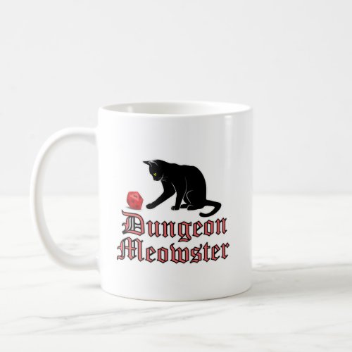 Dungeon Meowster Funny RPG Cat with Dice Coffee Mug