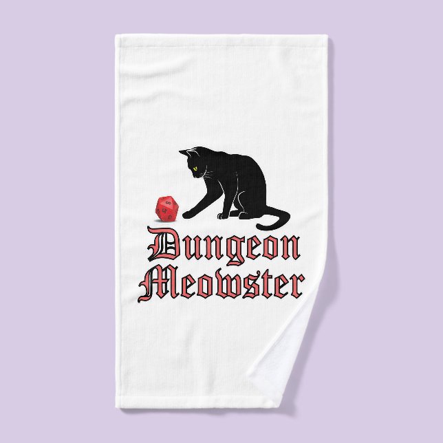 Dungeon Meowster Funny RPG Cat with Dice Hand Towel (Hand Towel)