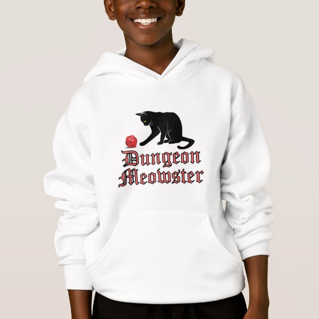 Dungeon Meowster Funny RPG Cat with Dice Hoodie (Front)