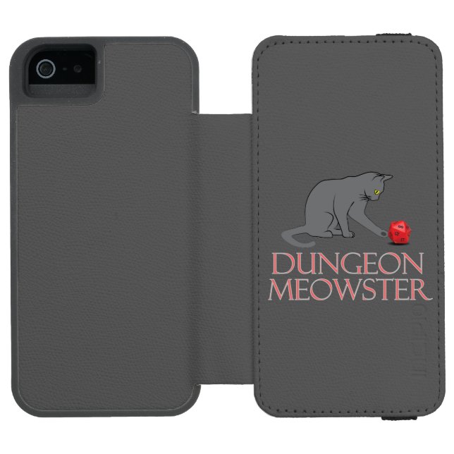 Dungeon Meowster Funny RPG Cat with Dice Incipio iPhone Wallet Case (Folio Open)