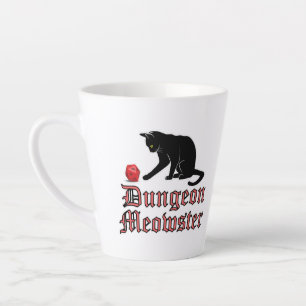 Dungeon Meowster Funny RPG Cat with Dice Latte Mug