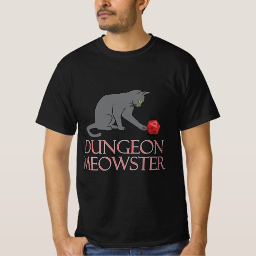 Dungeon Meowster Funny RPG Cat with Dice T_Shirt