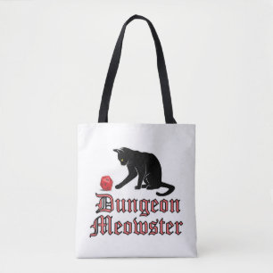 Dungeon Meowster Funny RPG Cat with Dice Tote Bag