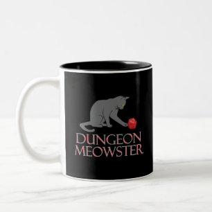 Dungeon Meowster Funny RPG Cat with Dice Two-Tone Coffee Mug