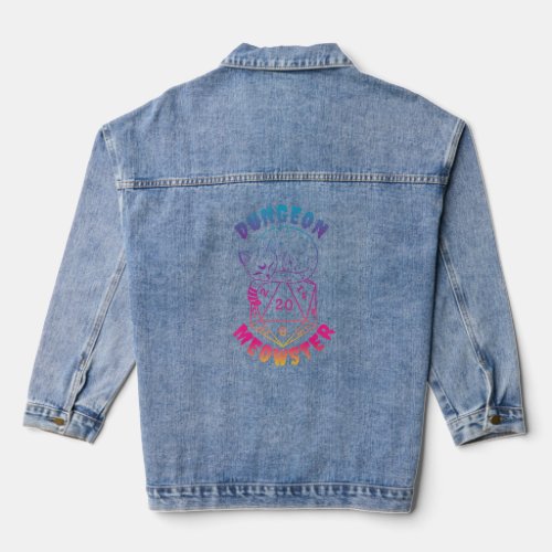 Dungeon Meowster  Nerdy Cat D20 Dice BoardGame Mas Denim Jacket