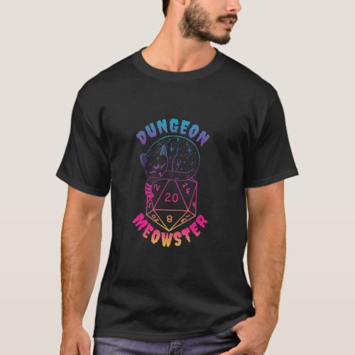 Dungeon Meowster  Nerdy Cat D20 Dice BoardGame Mas T_Shirt