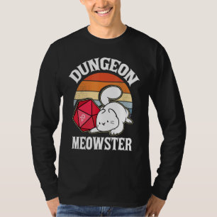 Dungeon Meowster Nerdy D20 Dice Nerd Kitten Cat Rp T-Shirt
