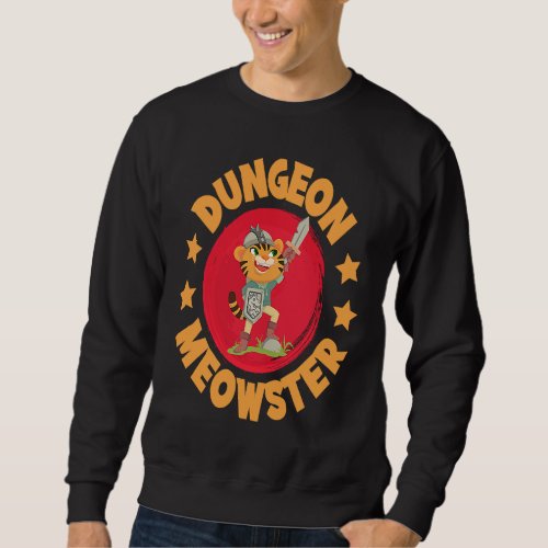 Dungeon Meowster Sword Shield Knight Castle Claws  Sweatshirt