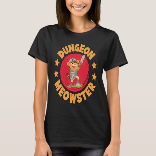 Dungeon Meowster Sword Shield Knight Castle Claws  T_Shirt