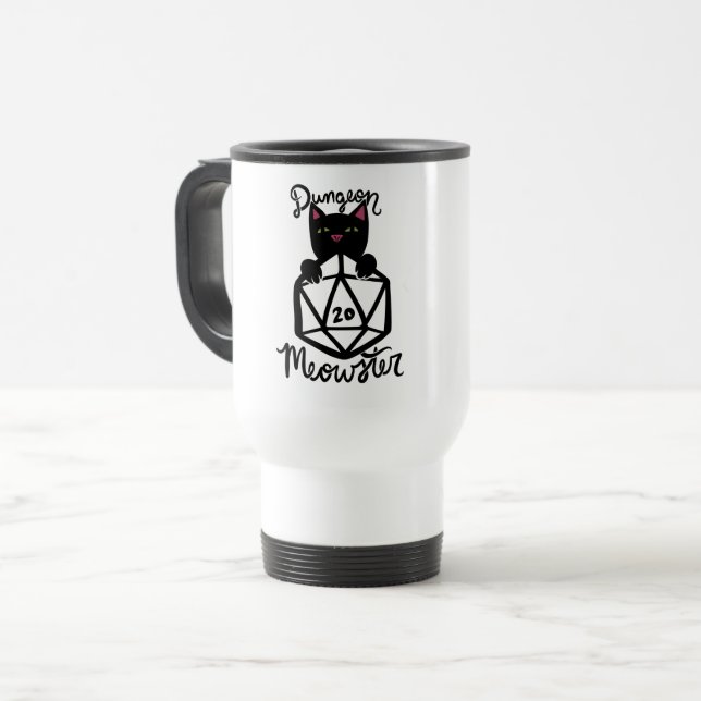 Dungeon Meowster Travel Mug (Front Left)