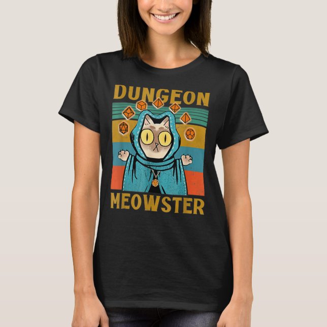 Dungeon Warriors Meowster RPG Tabletop Gaming DM R T-Shirt (Front)