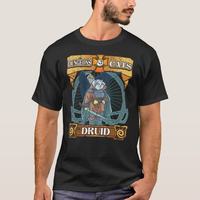 Dungeons And Cats Druid Kitten Cat Dice Nerd Rpg G T-Shirt (Front)