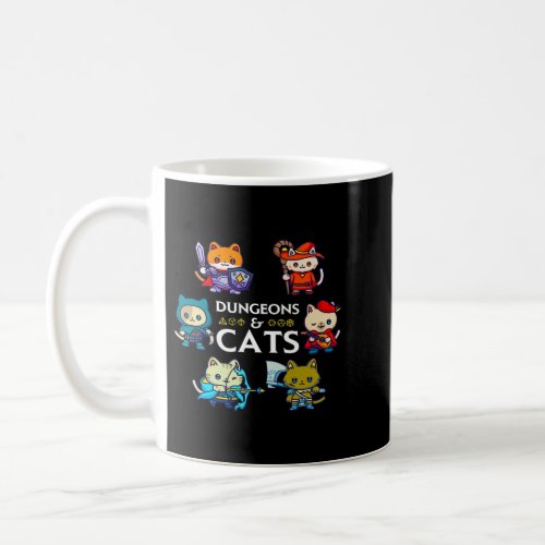 Dungeons and Cats RPG D20 Dice Nerdy Fantasy Gamer Coffee Mug