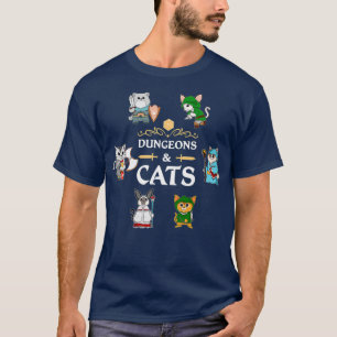 Dungeons and Cats RPG D20 Fantasy Roleplaying T-Shirt