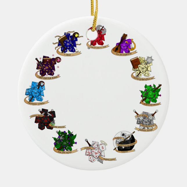 Dungeons and Dragons Class Dice Designs Ceramic Ornament (Front)