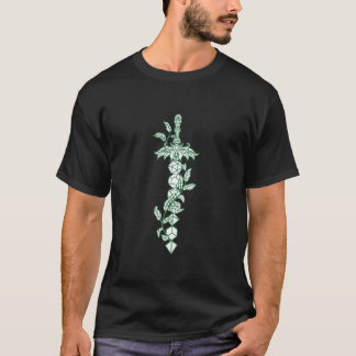 Dungeons and dragons sword with diced green T-Shirt