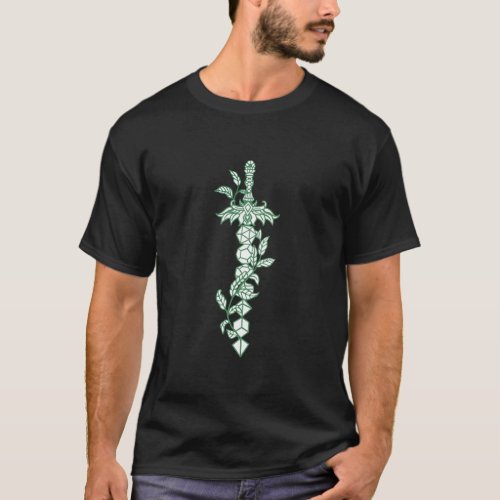 Dungeons and dragons sword with diced green T_Shirt