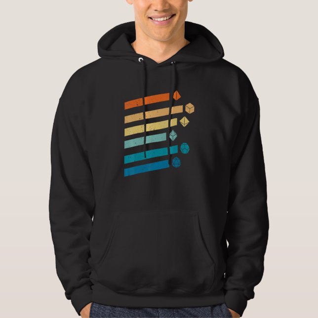 Dungeons Dice D20 Dragons Retro D20 Rpg Hoodie (Front)