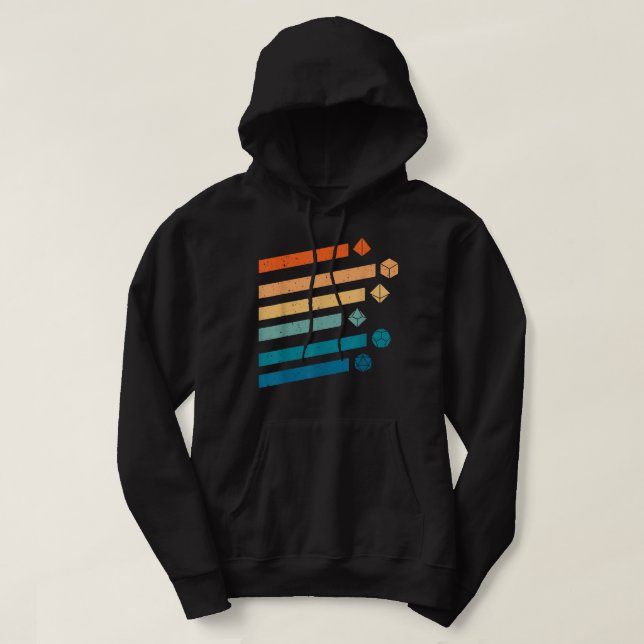 Dungeons Dice , D20 Dragons , Retro D20 RPG  Hoodie (Design Front)