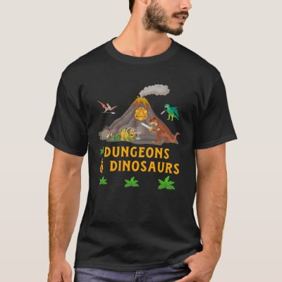 Dungeons + Dinosaurs Role Playing  Tabletop Fantas T-Shirt
