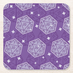 Dungeons & Dragons D20 Pattern Square Paper Coaster
