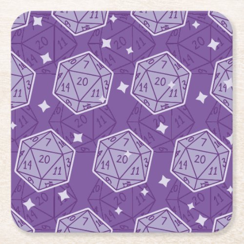 Dungeons  Dragons D20 Pattern Square Paper Coaster
