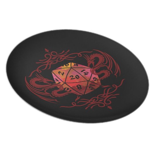 Dungeons Dragons Dice - Red Dinner Plate (Right Side)