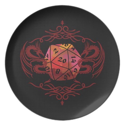 Dungeons Dragons Dice - Red Dinner Plate (Front)