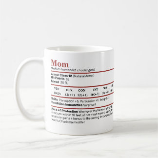 Dungeons & Dragons Mom Stat Block Coffee Mug